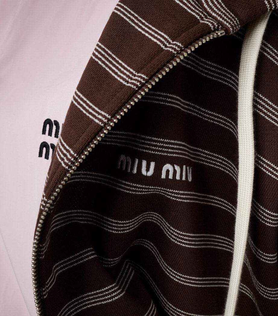 Cotton Stripe Zip-Up Hoodie