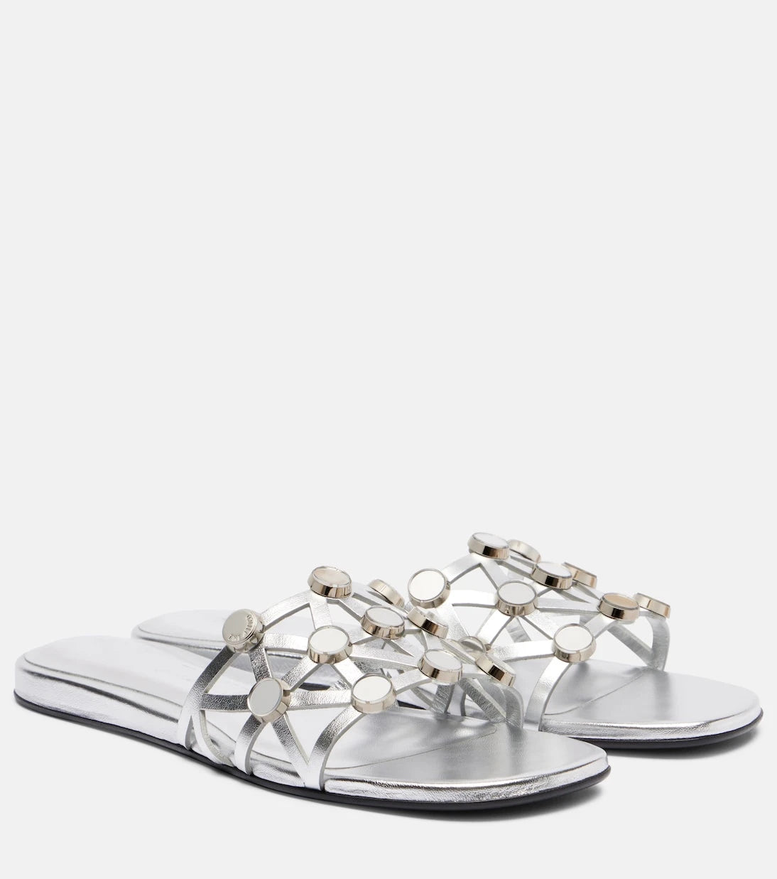 The Attico - Grid embellished leather flat sandals