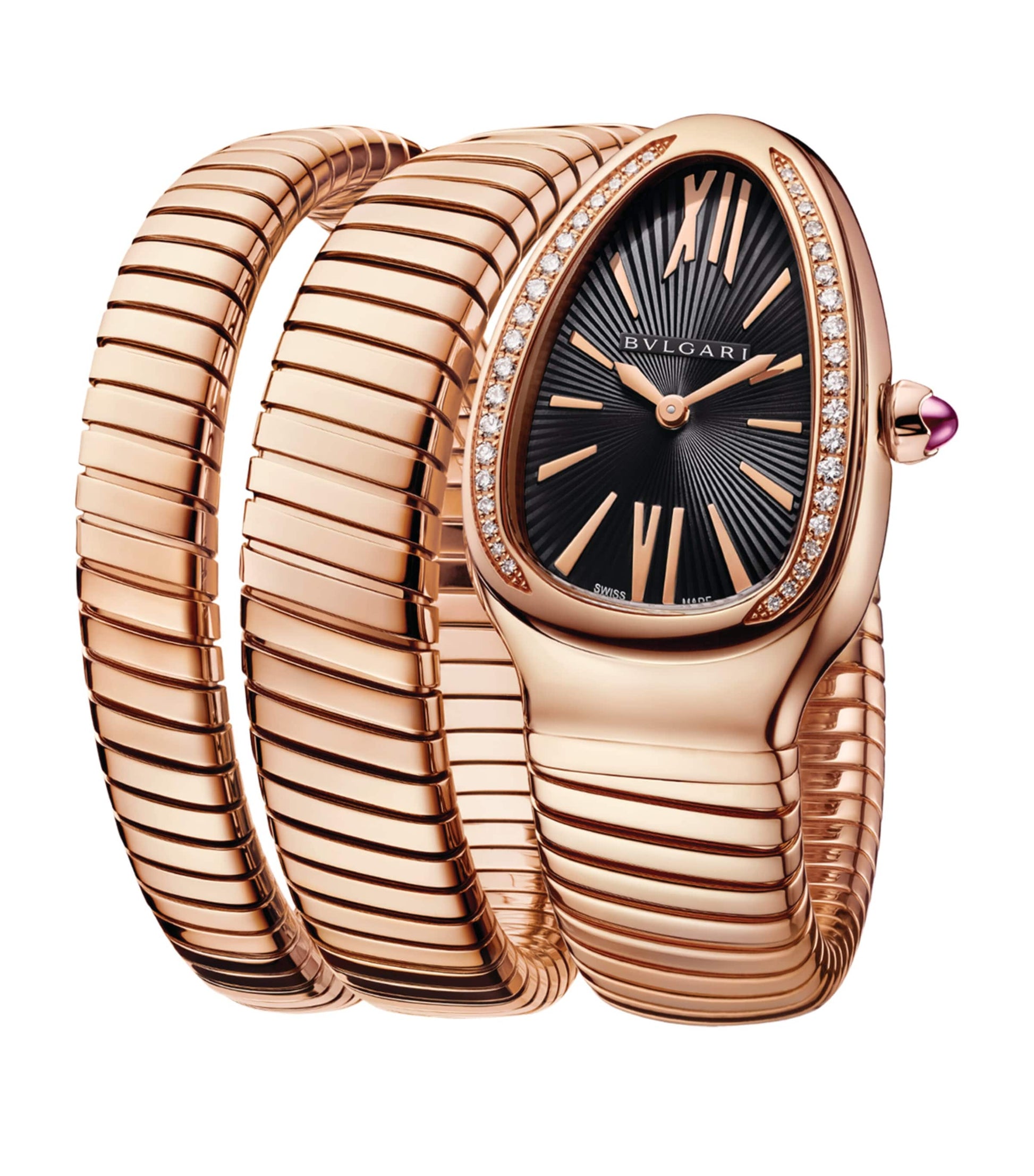 Bvlgari Rose Gold and Diamond Serpenti Tubogas Watch 35mm
