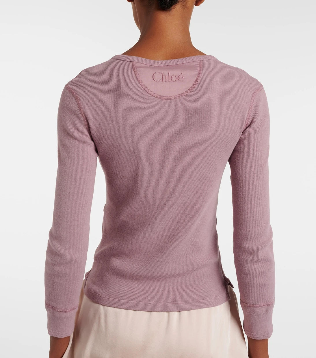 Chloé - Ribbed-knit cotton Henley shirt