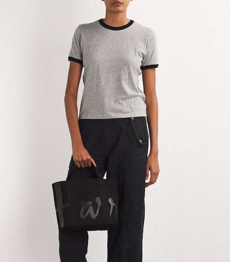 Harrods Black Mini Cotton Logo Tote Bag