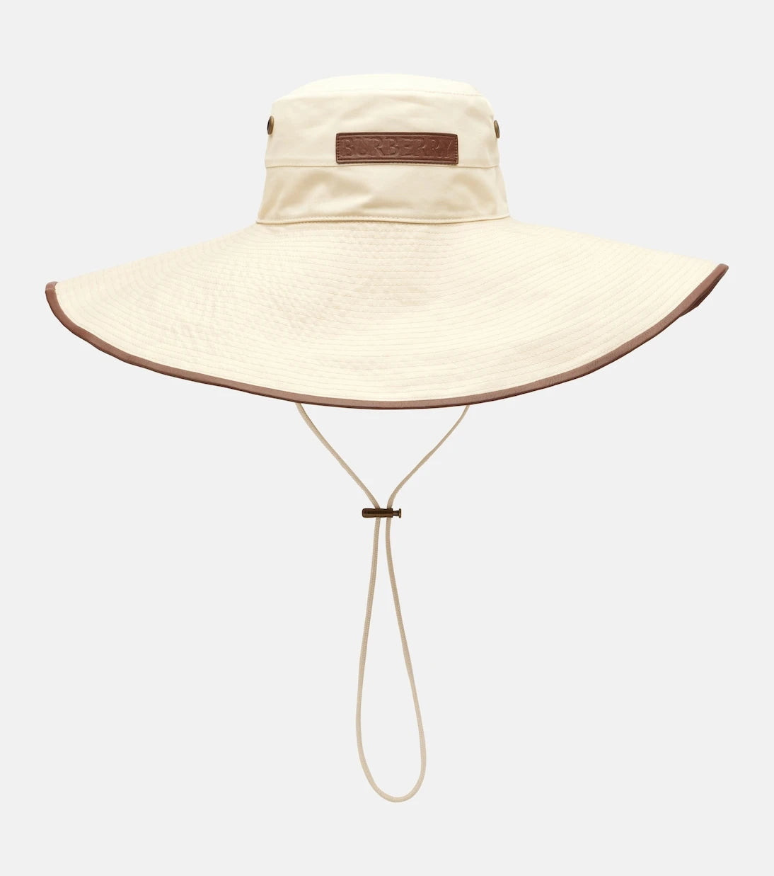 Burberry - Leather-trimmed cotton-blend sun hat