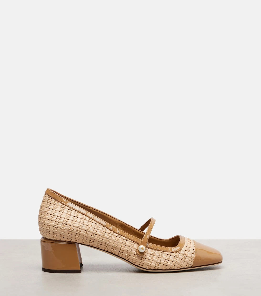 Jimmy Choo - Elisa 45 raffia-effect Mary Jane pumps