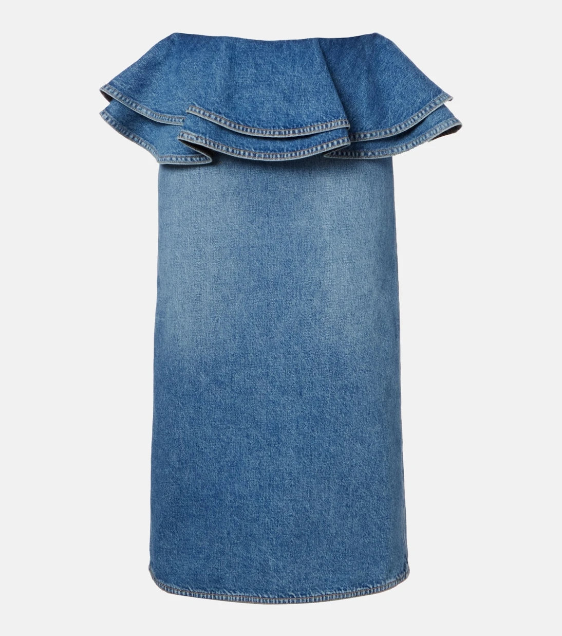 Plan C - Peplum denim midi skirt