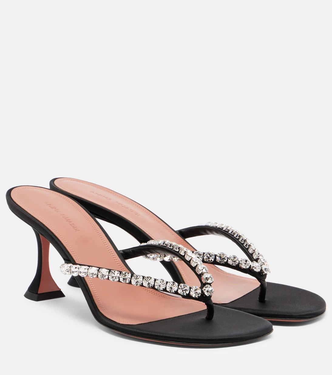 Amina Muaddi - Gigi embellished satin thong sandals
