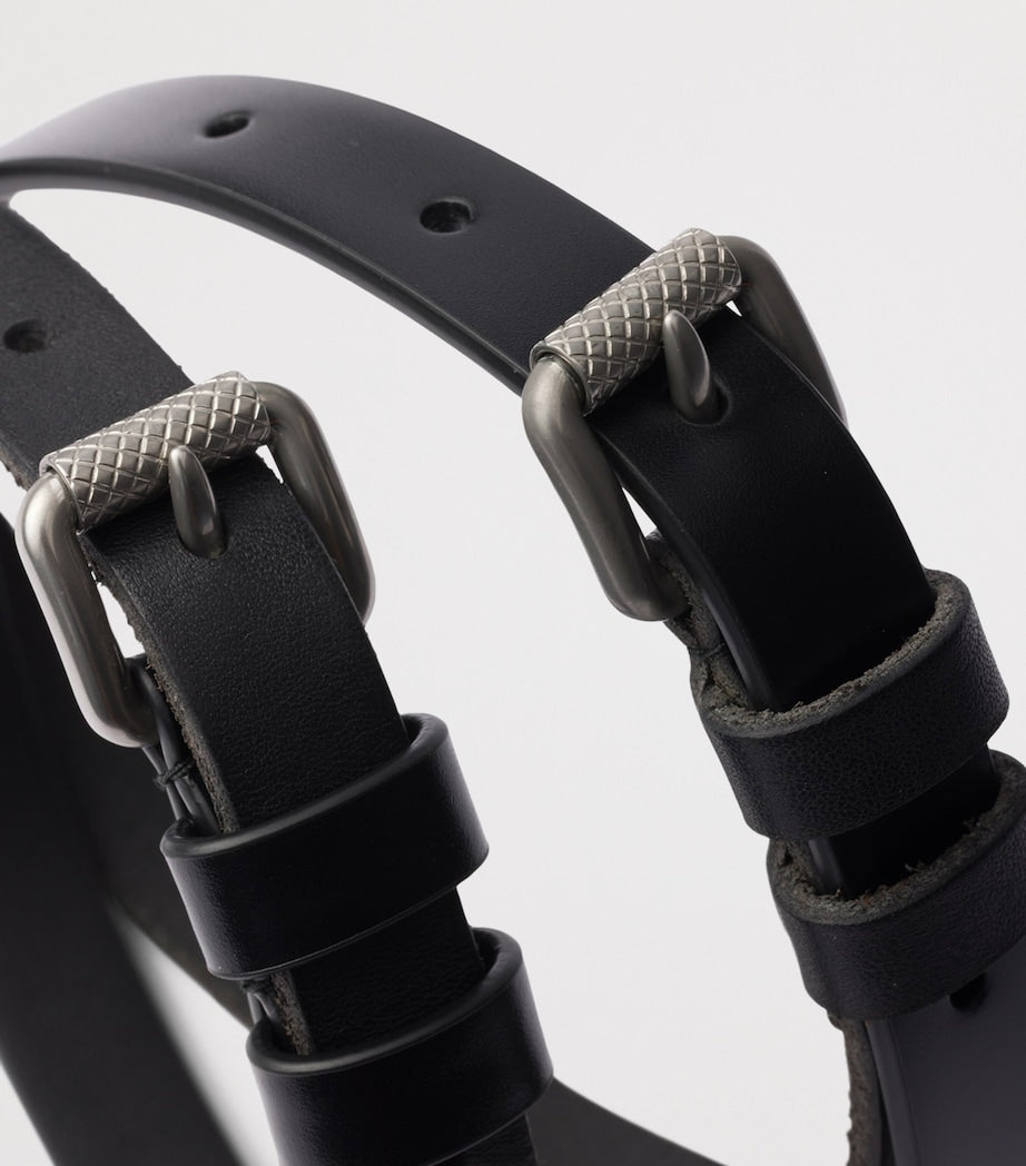 Prada Black Leather Double-Buckle Belt