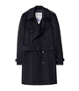 Navy Cashmere Mid-Length Trench Coat