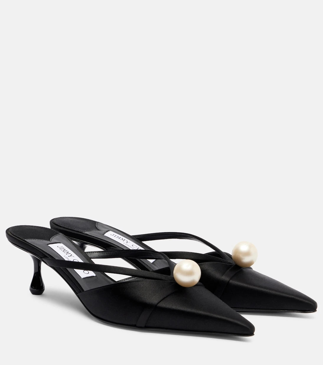 Jimmy Choo - حذاء سانا 50 المزين بالساتان بدون كعب