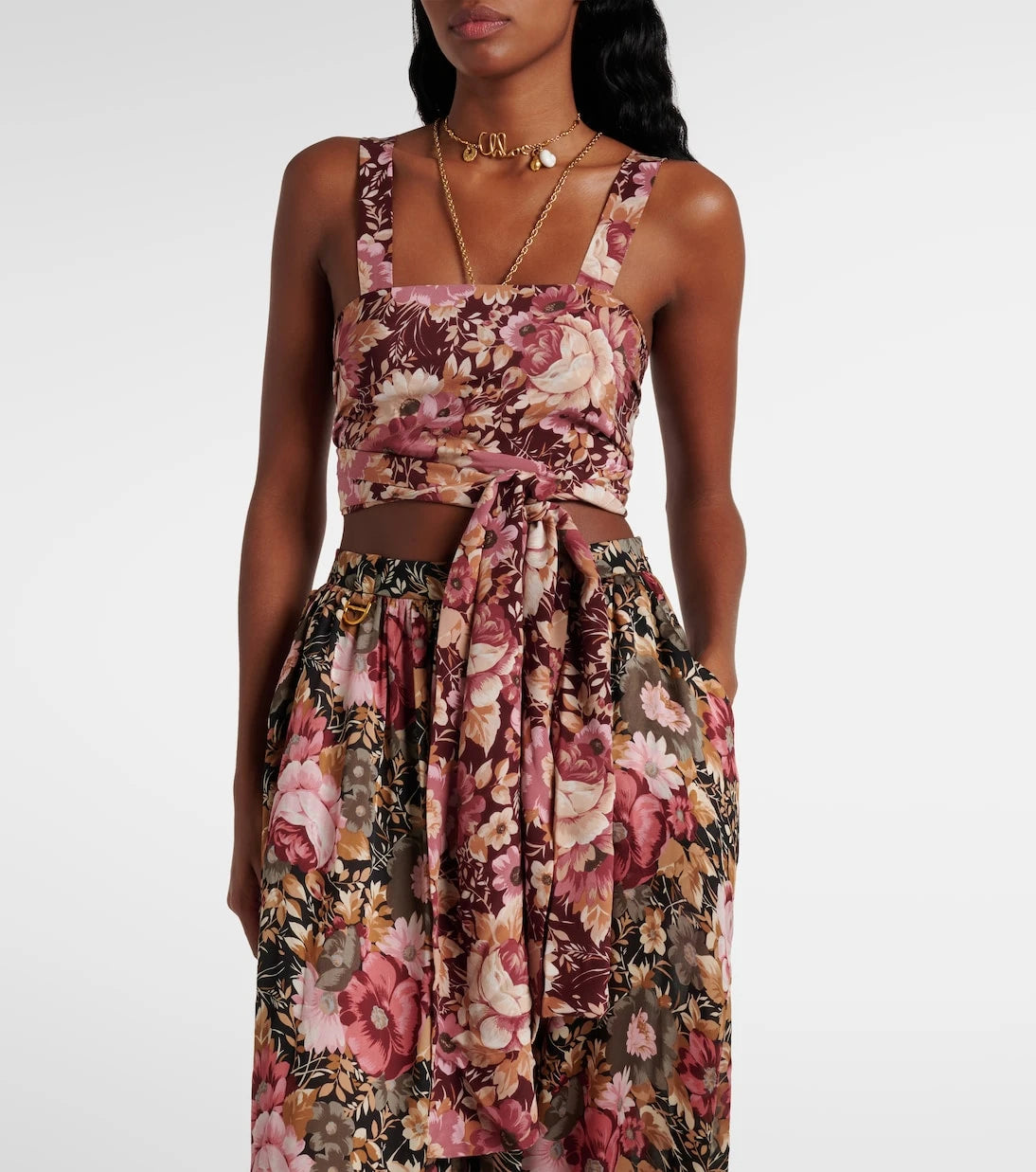 Chloé - Floral crêpe de chine crop top