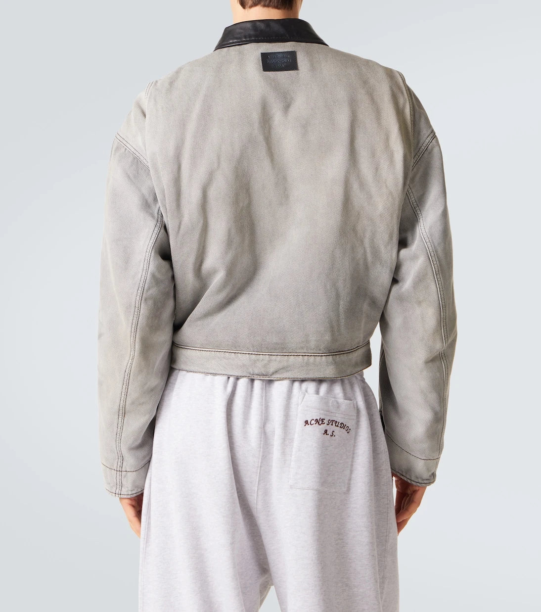 Acne Studios - جاكيت دينم بحواف جلدية