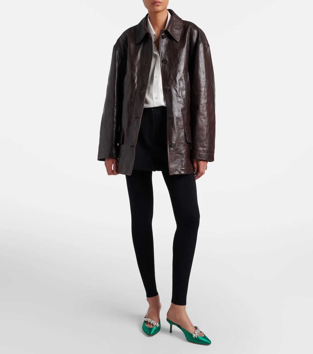 Balenciaga - Oversized leather car coat