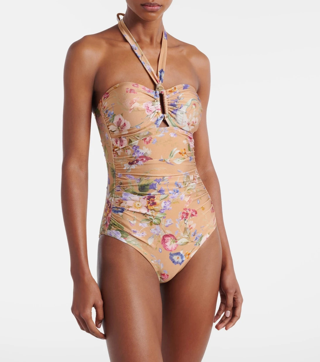 Zimmermann - Patience floral halterneck swimsuit