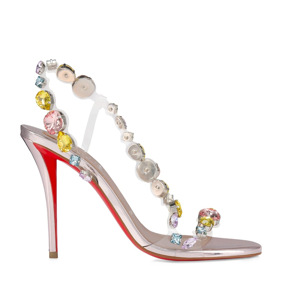 Rosa Z Calf Leather Jewel-Detail Heeled Sandals 100