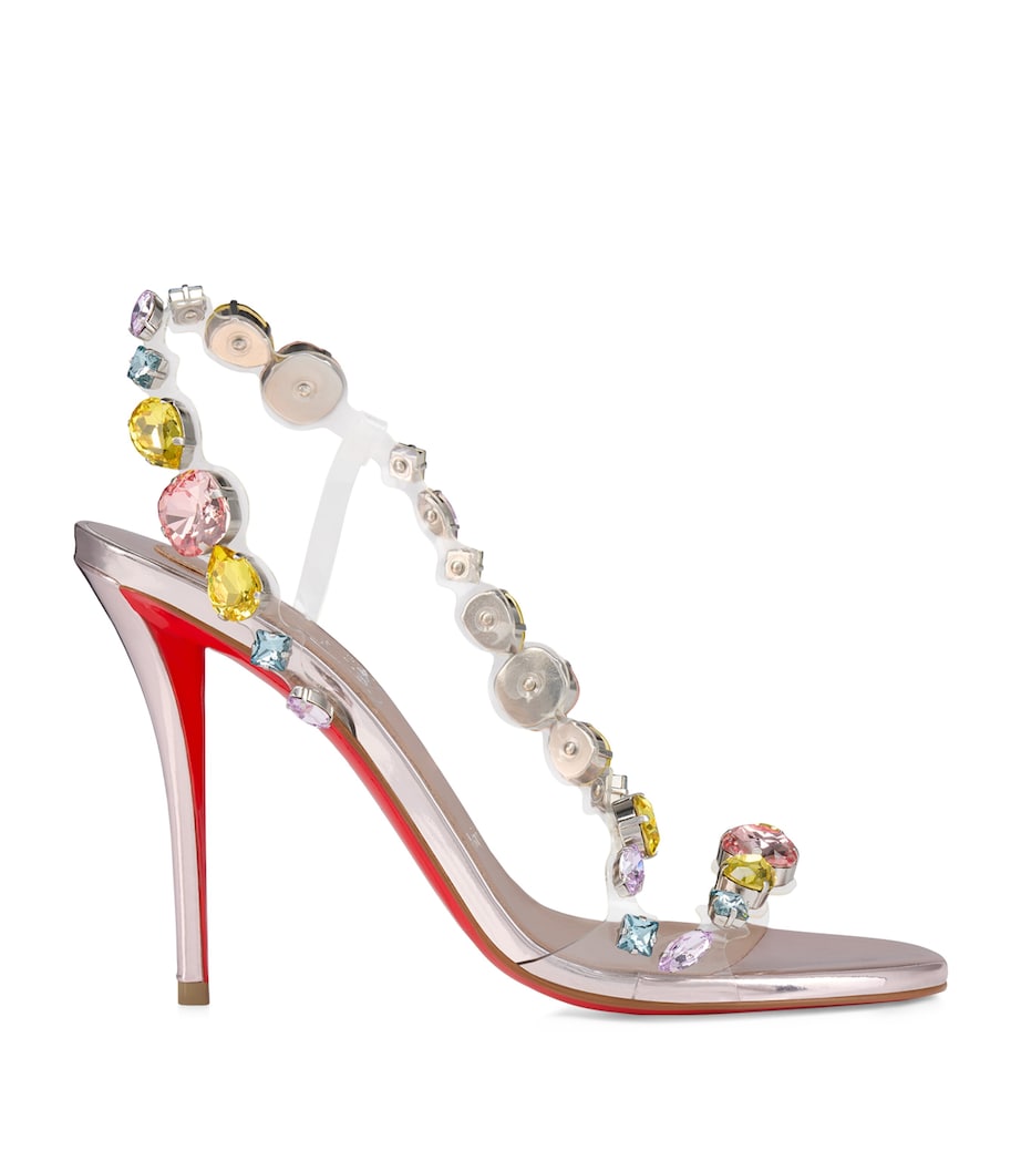 Rosa Z Calf Leather Jewel-Detail Heeled Sandals 100