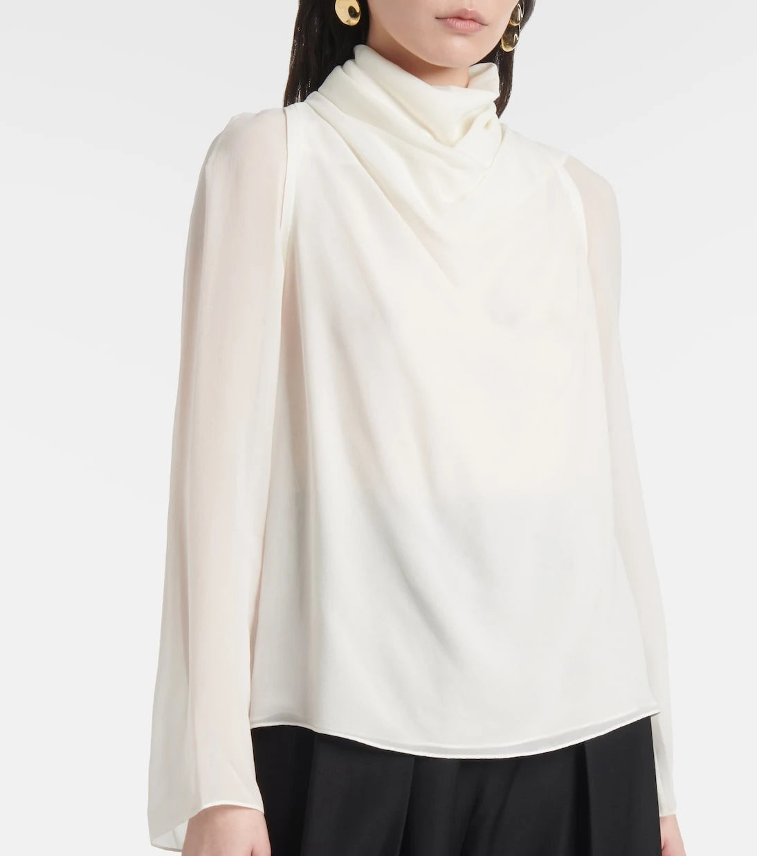Altuzarra - Cara drape detaylı ipek balıkçı yaka bluz