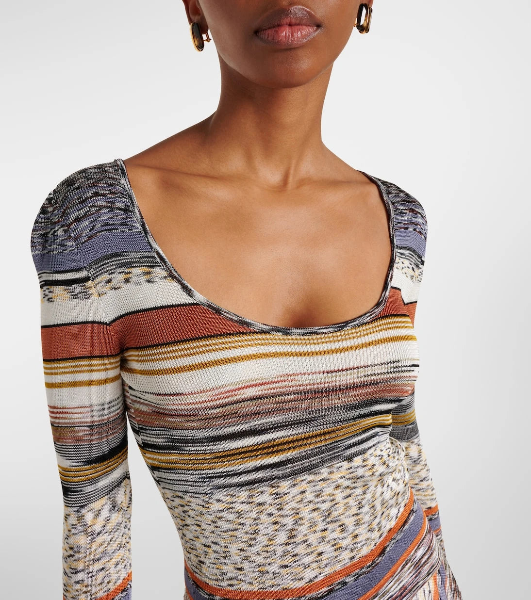 ميسوني - فستان ماكسي محبوك ومطوي ومخطط