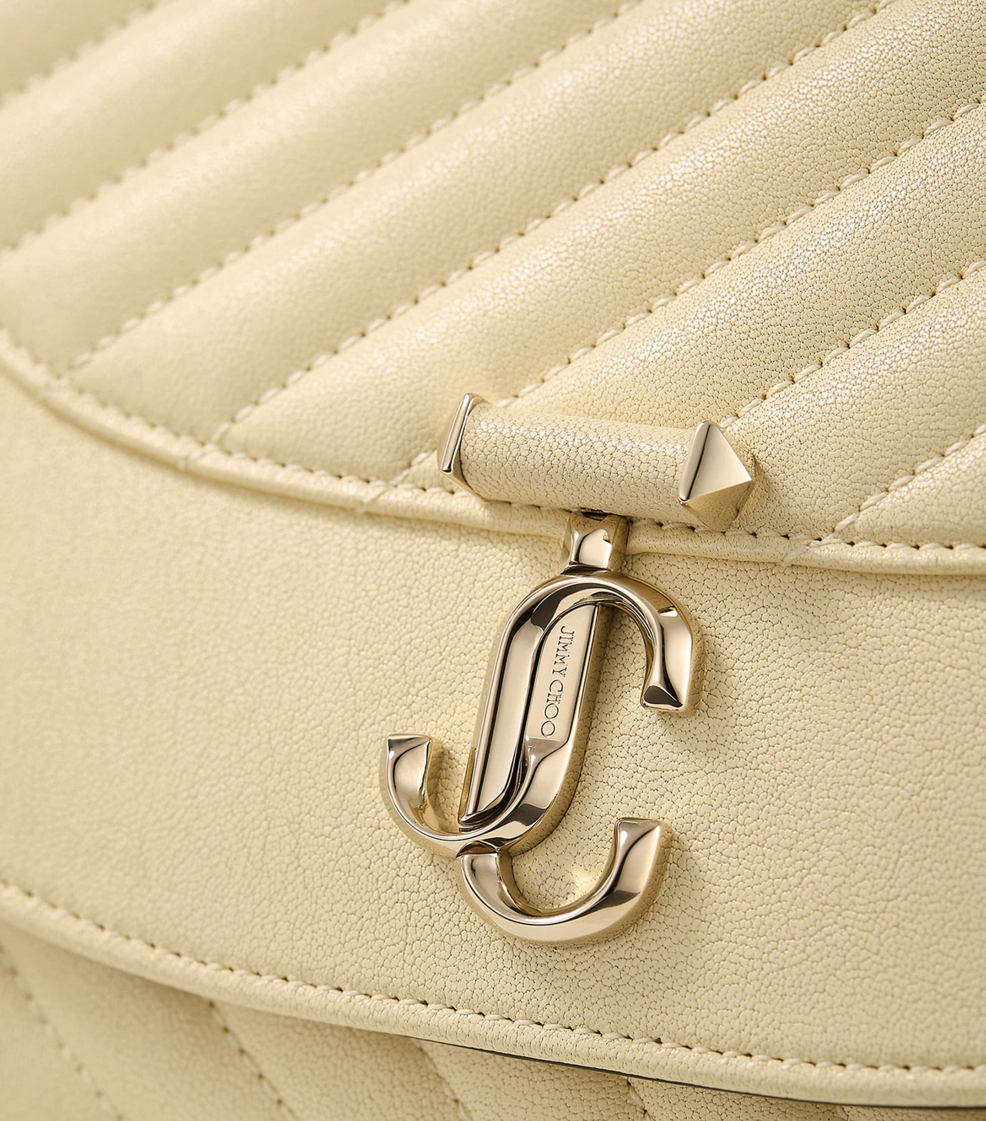 Jimmy Choo Beige Leather Curve Clutch Bag