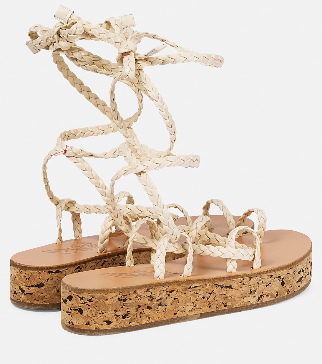 Ancient Greek Sandals - صندل كاريياتس الجلدي بكعب منصة