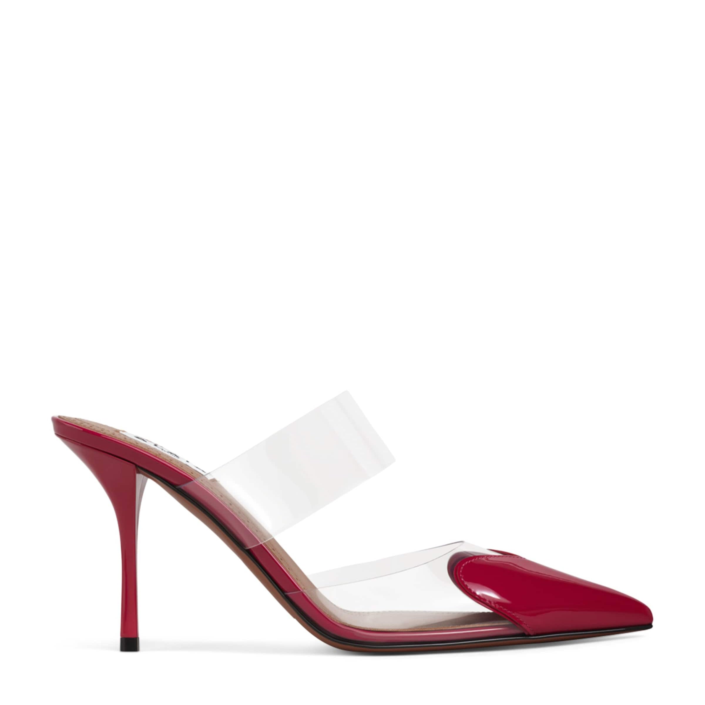 Alaïa Leather-PVC Le Coeur Heeled Mules 90