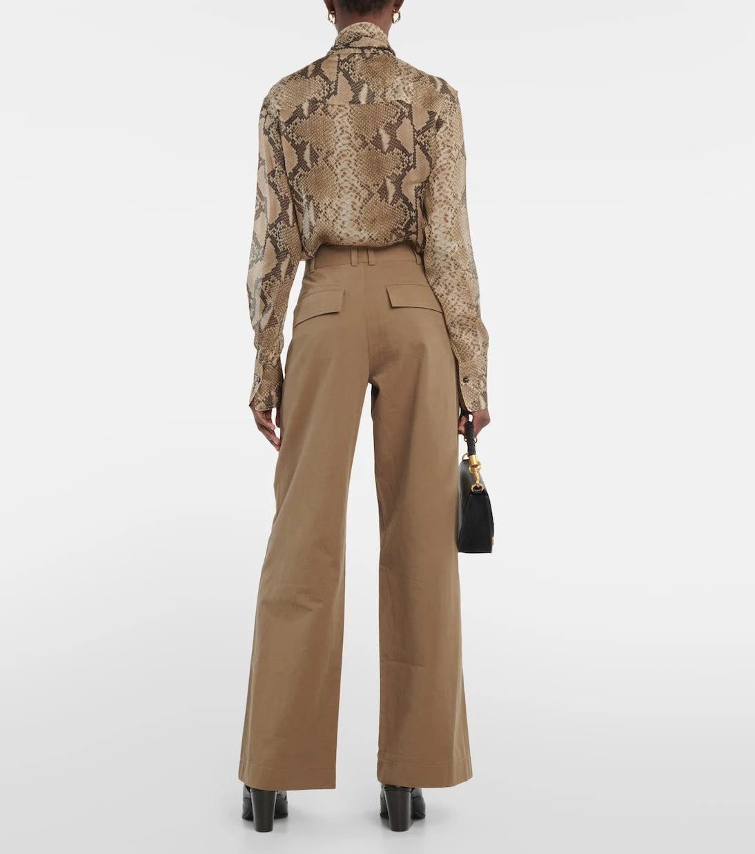 Vince - High-rise cotton twill wide-leg pants
