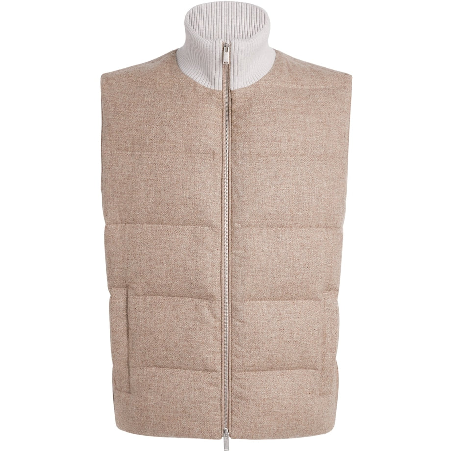 Lardini Beige Wool-Cashmere Down Gilet