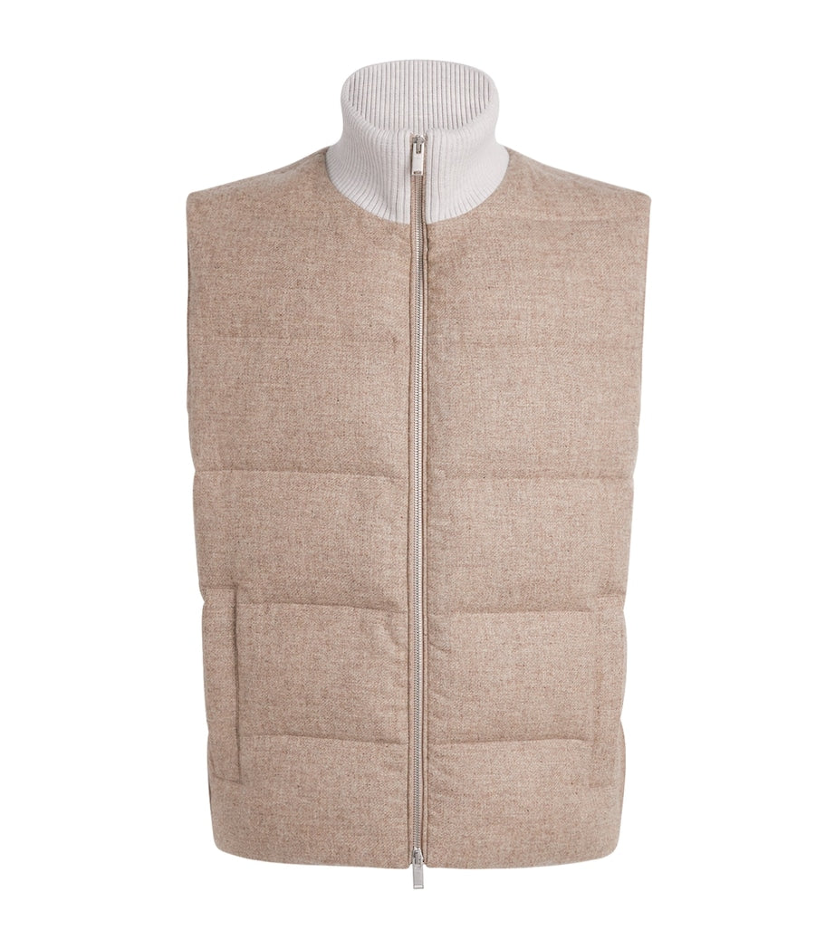 Lardini Beige Wool-Cashmere Down Gilet