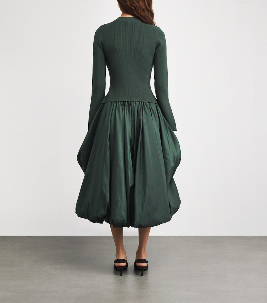 Green Knitted Kenlie Midi Dress