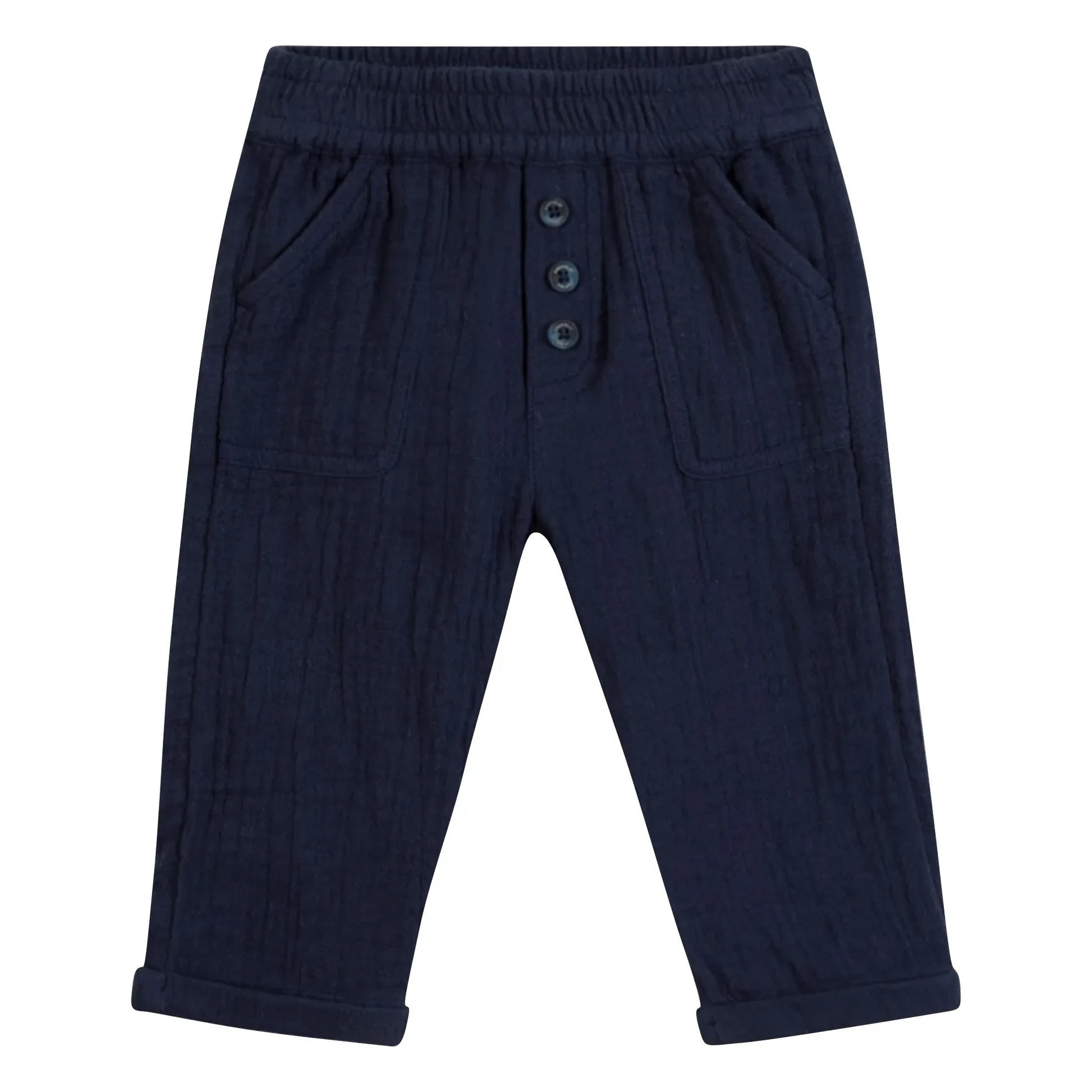 Tartine et Chocolat - Cotton Gauze Button Pants | Navy blue
