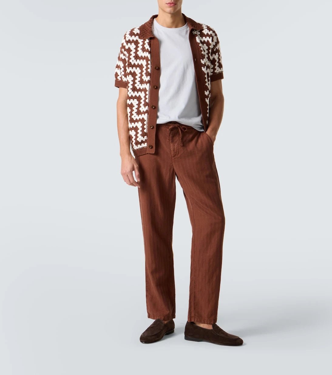 Frescobol Carioca - Mendes herringbone straight pants