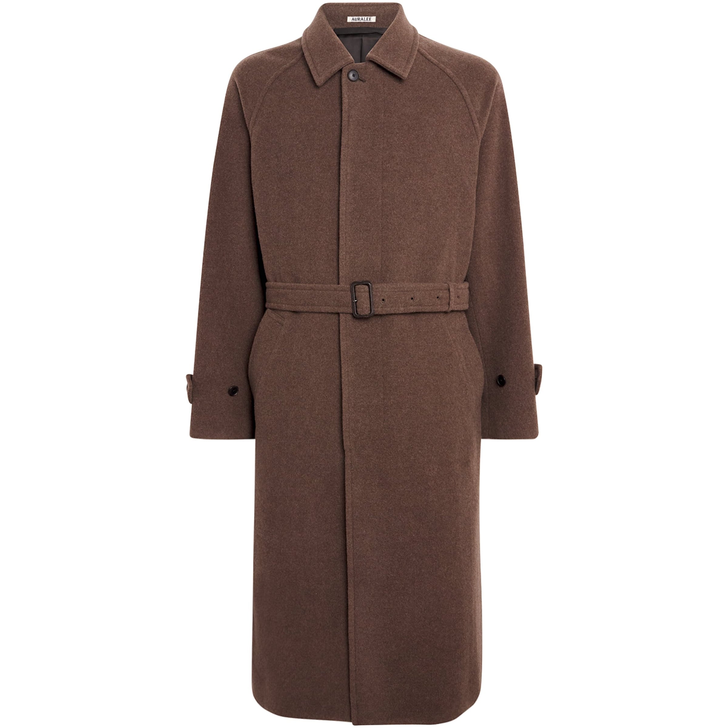 Auralee Brown Wool Mosser Soutien Collar Overcoat