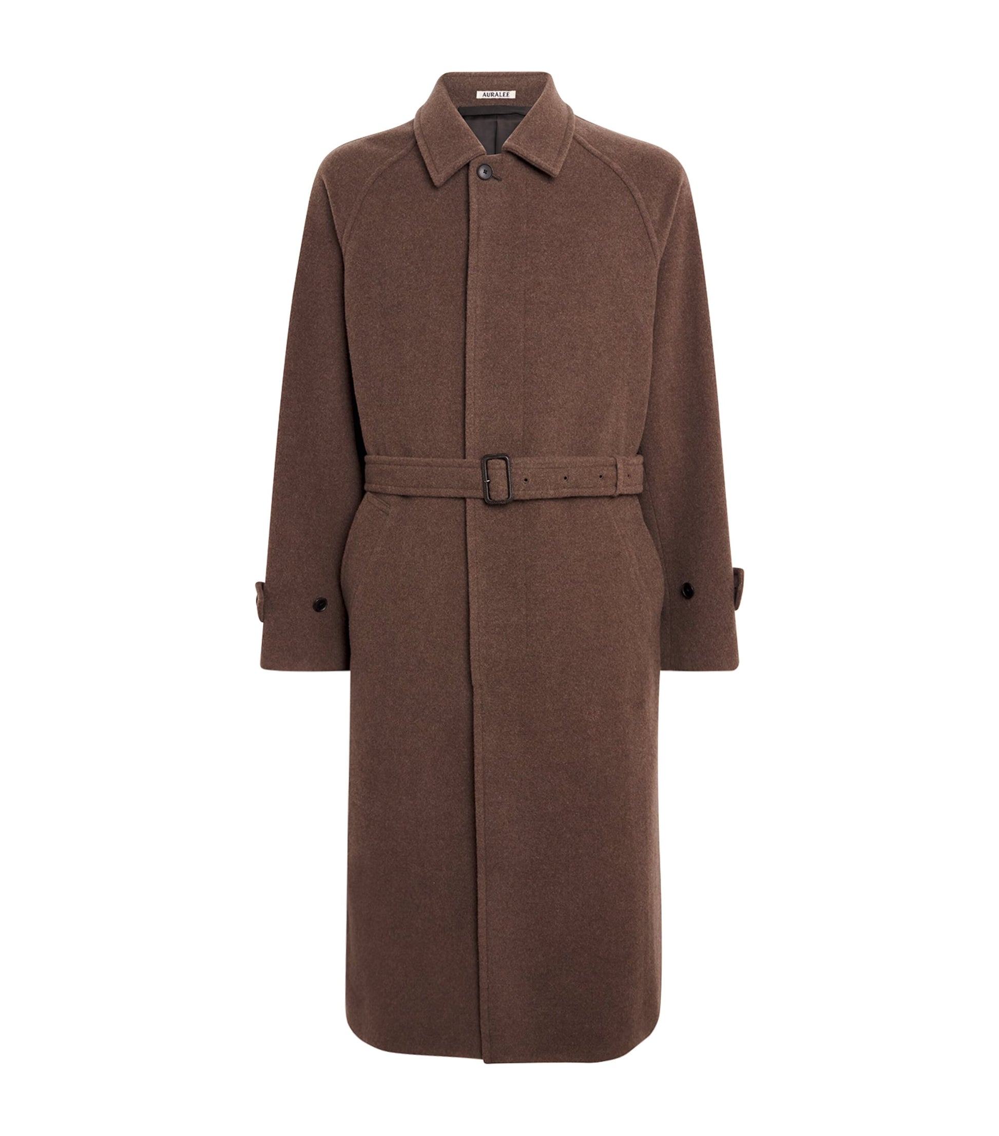 Auralee Brown Wool Mosser Soutien Collar Overcoat