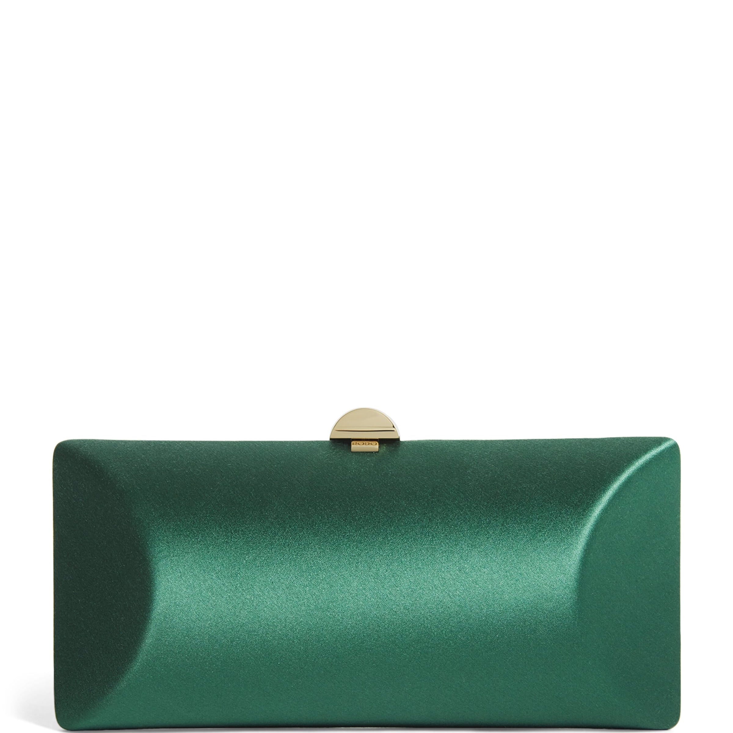 Green Silk Satin Clutch Bag