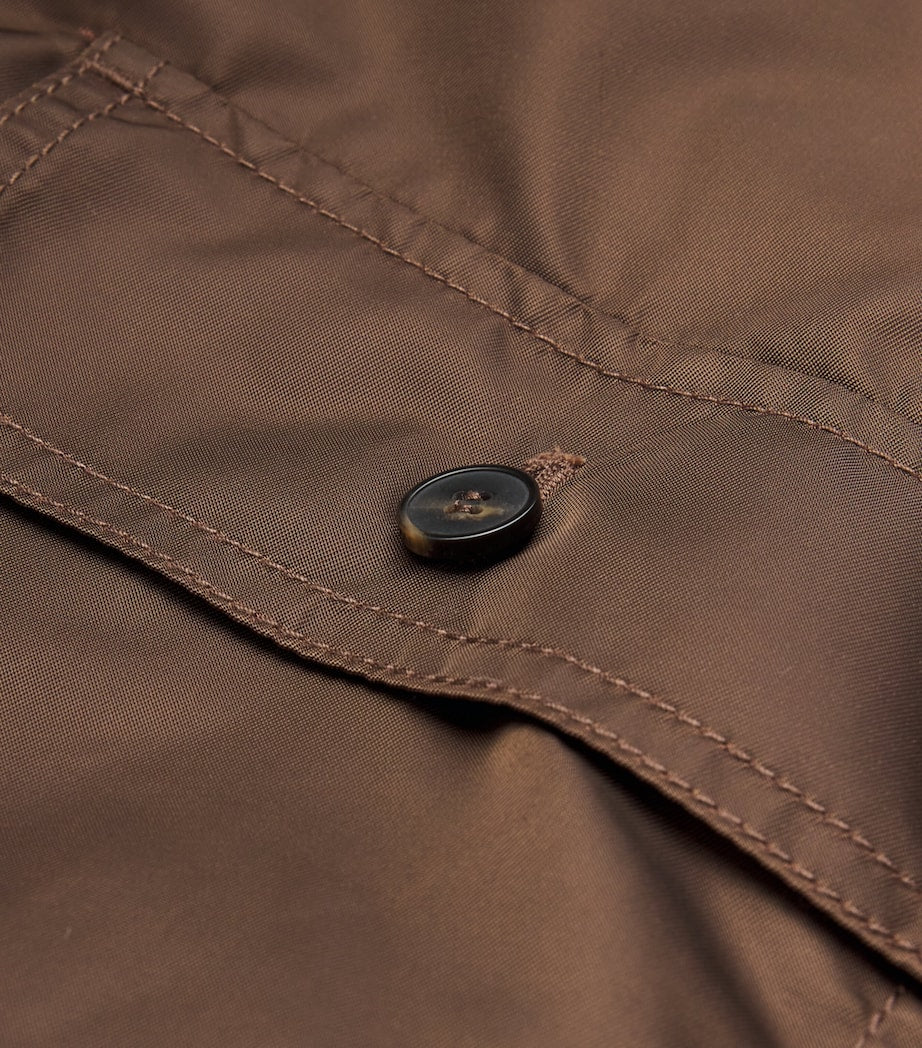 Brown Pocket-Detail Bomber Jacket
