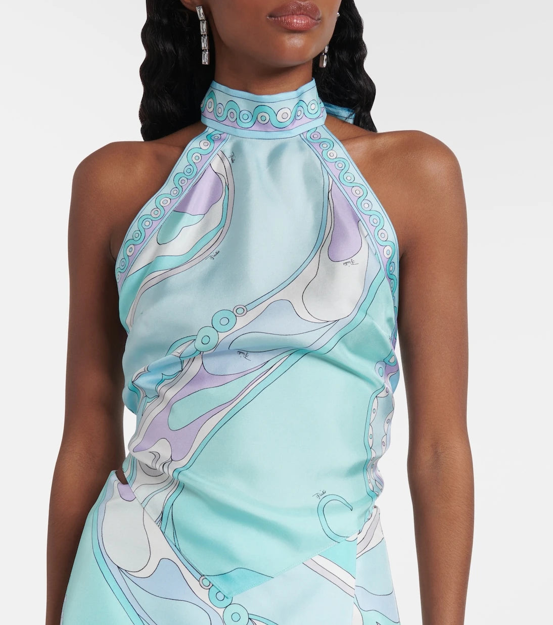 Pucci - Orchidee halterneck silk twill top