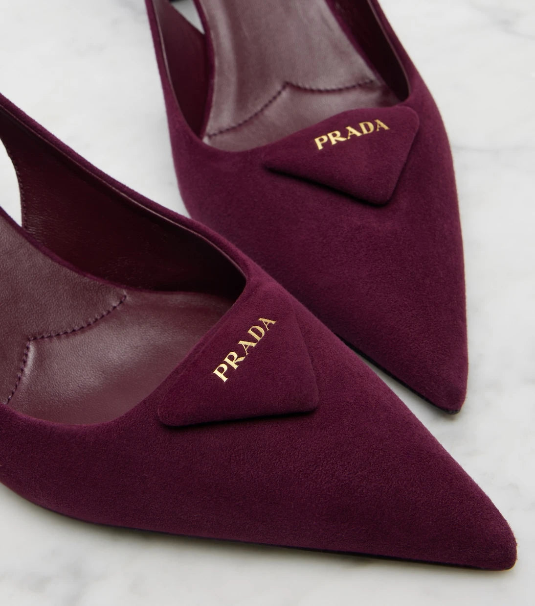 Prada - 75 suede slingback pumps