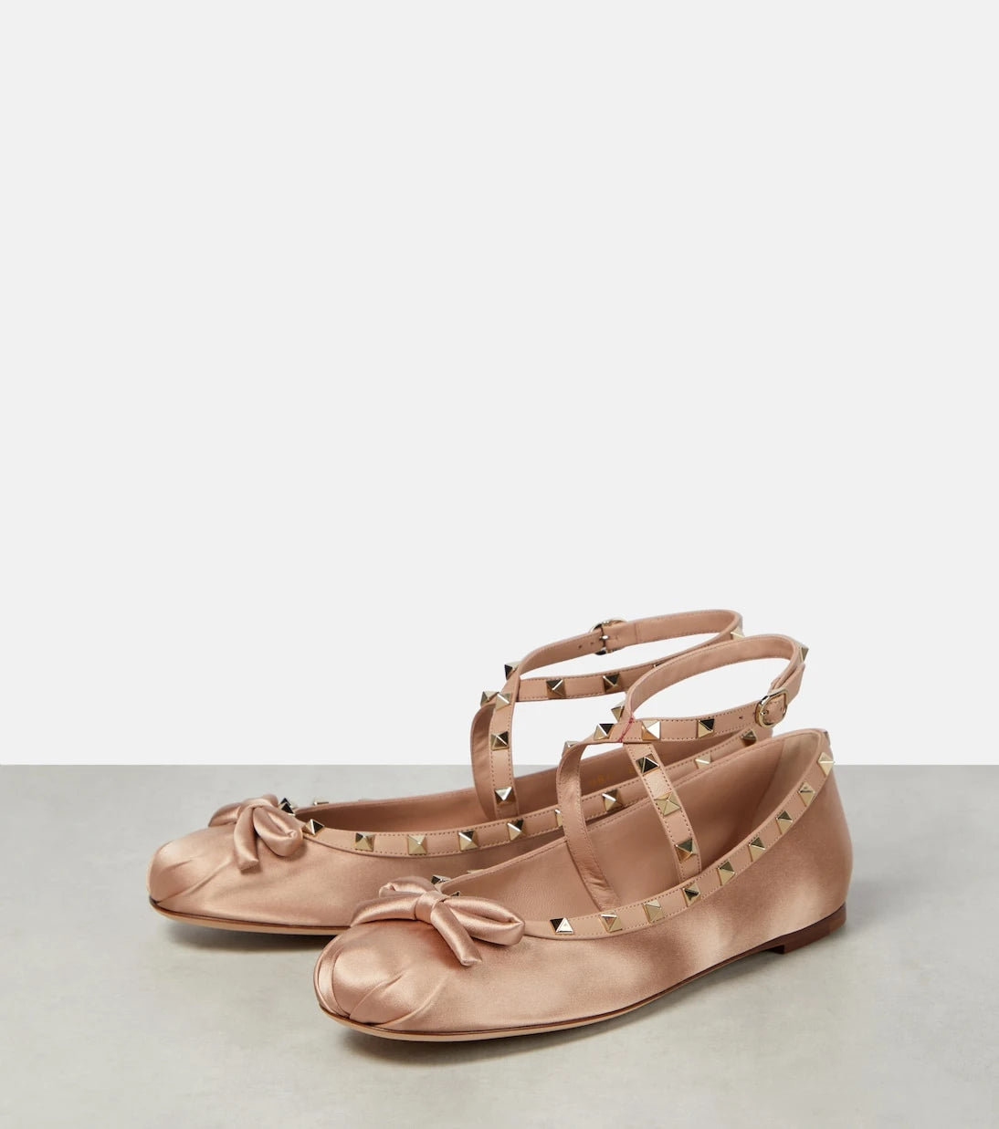 Valentino Garavani - Rockstud satin  ballet flats