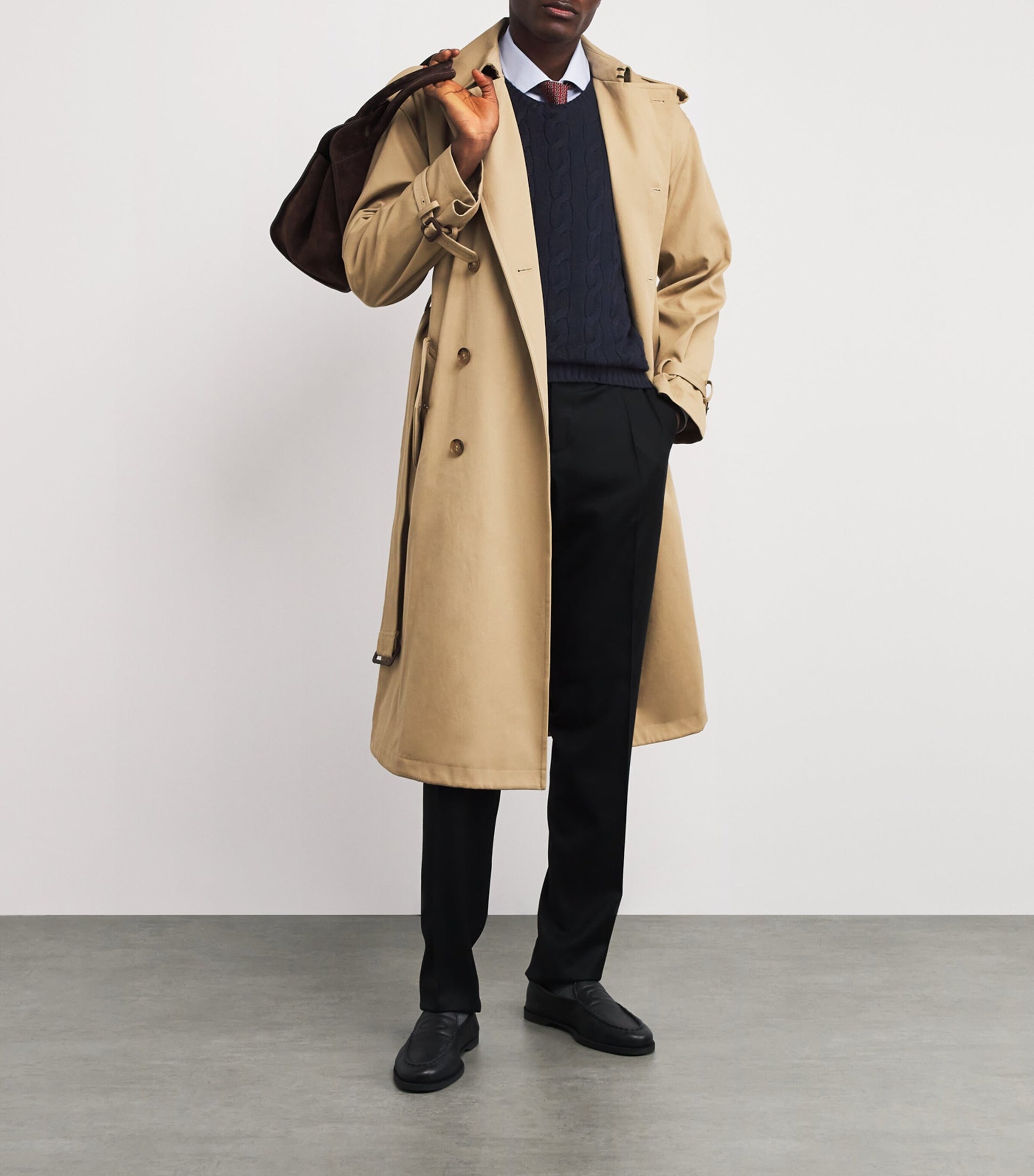 Ralph Lauren Purple Label Navy Cashmere Cable-Knit Sweater