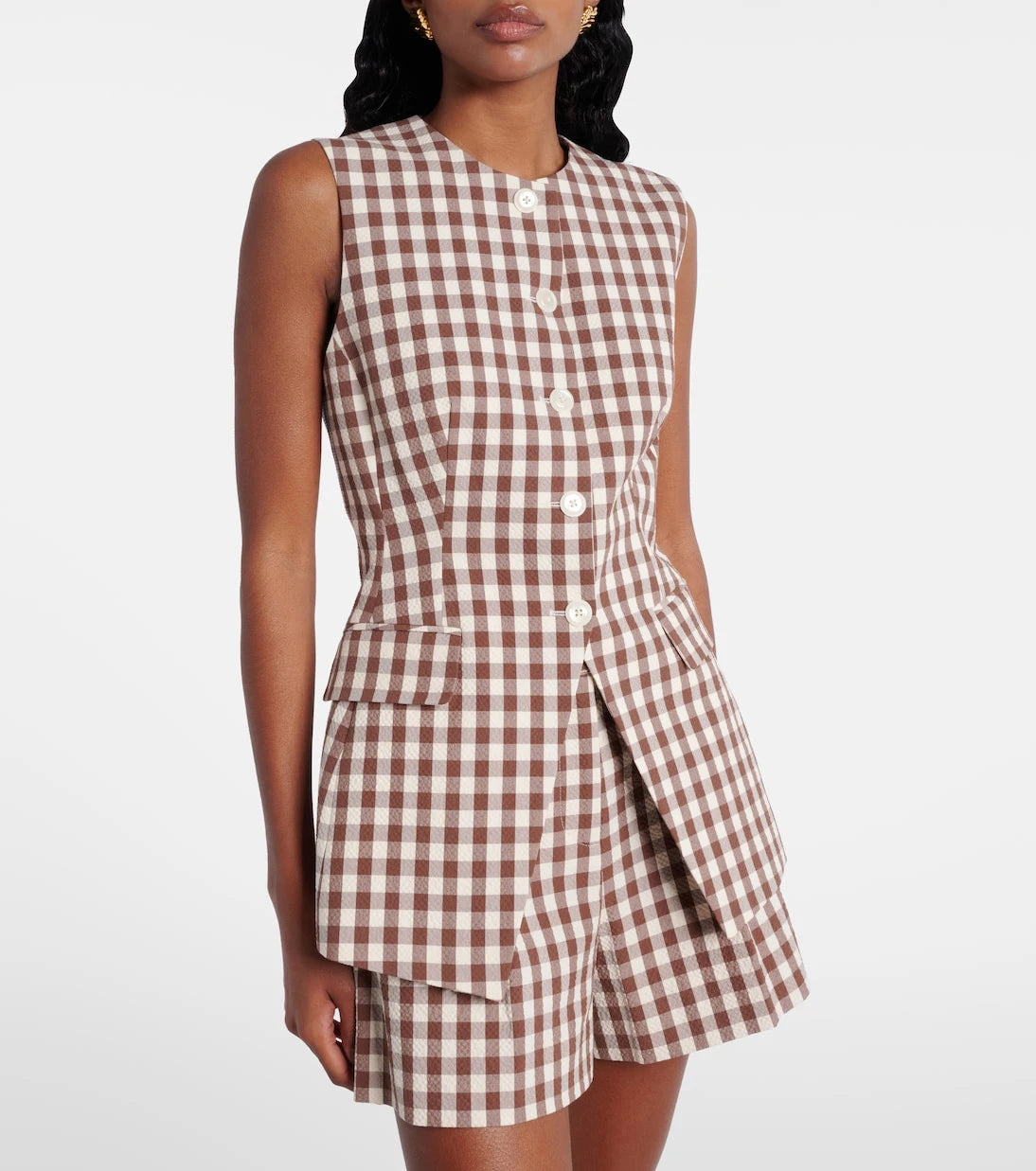 Veronica Beard - Lois gingham seersucker top