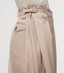LOEWE Beige Cotton-Silk Draped Barrel-Leg Trousers