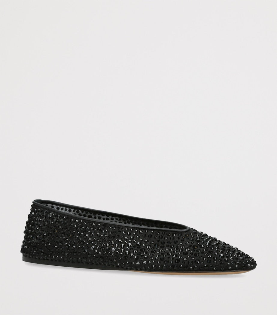 Le Monde Beryl Black Crystal-Embellished Luna Flats