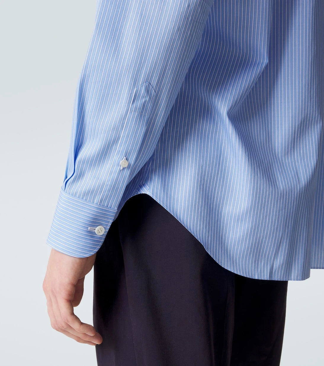 Brioni - قميص بوبلين قطني مخطط