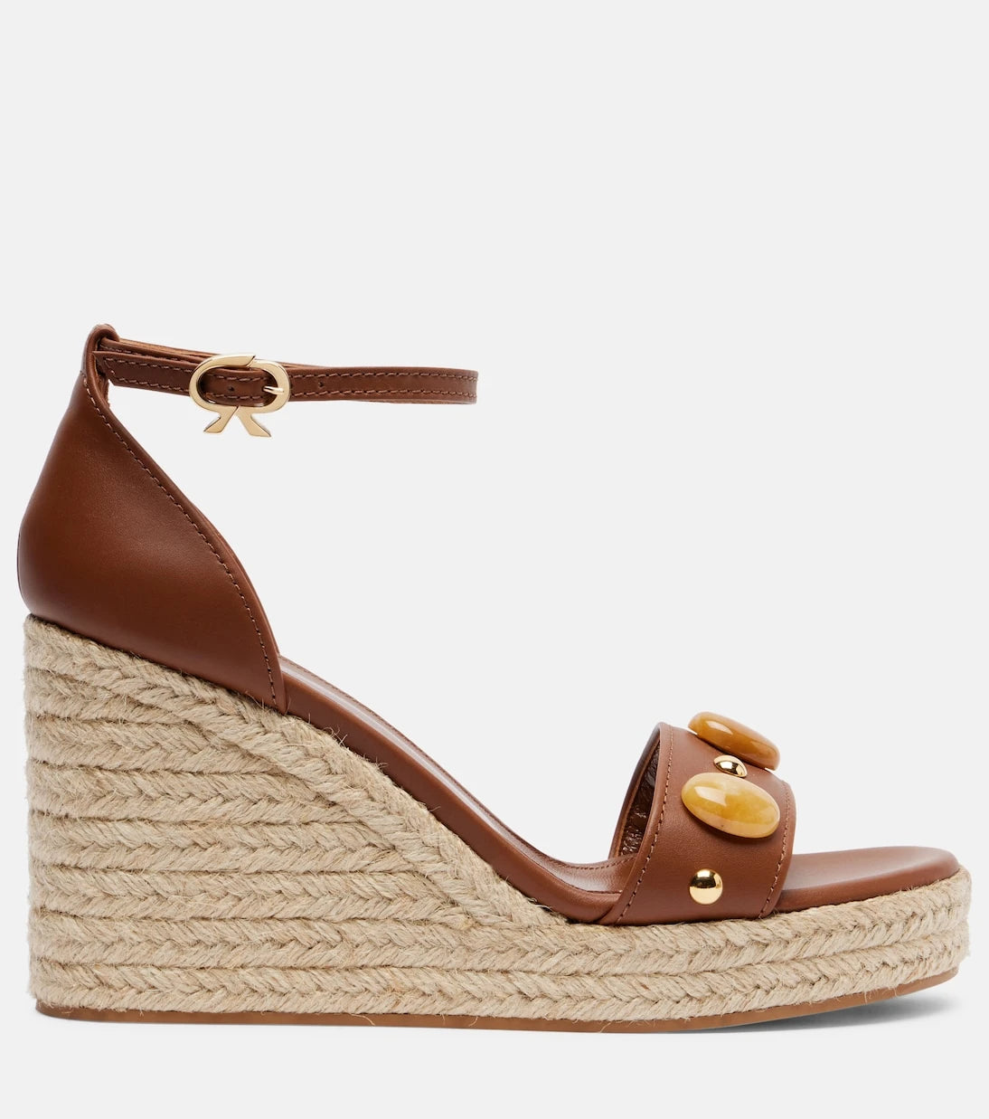 Gianvito Rossi - Embellished leather espadrille wedges