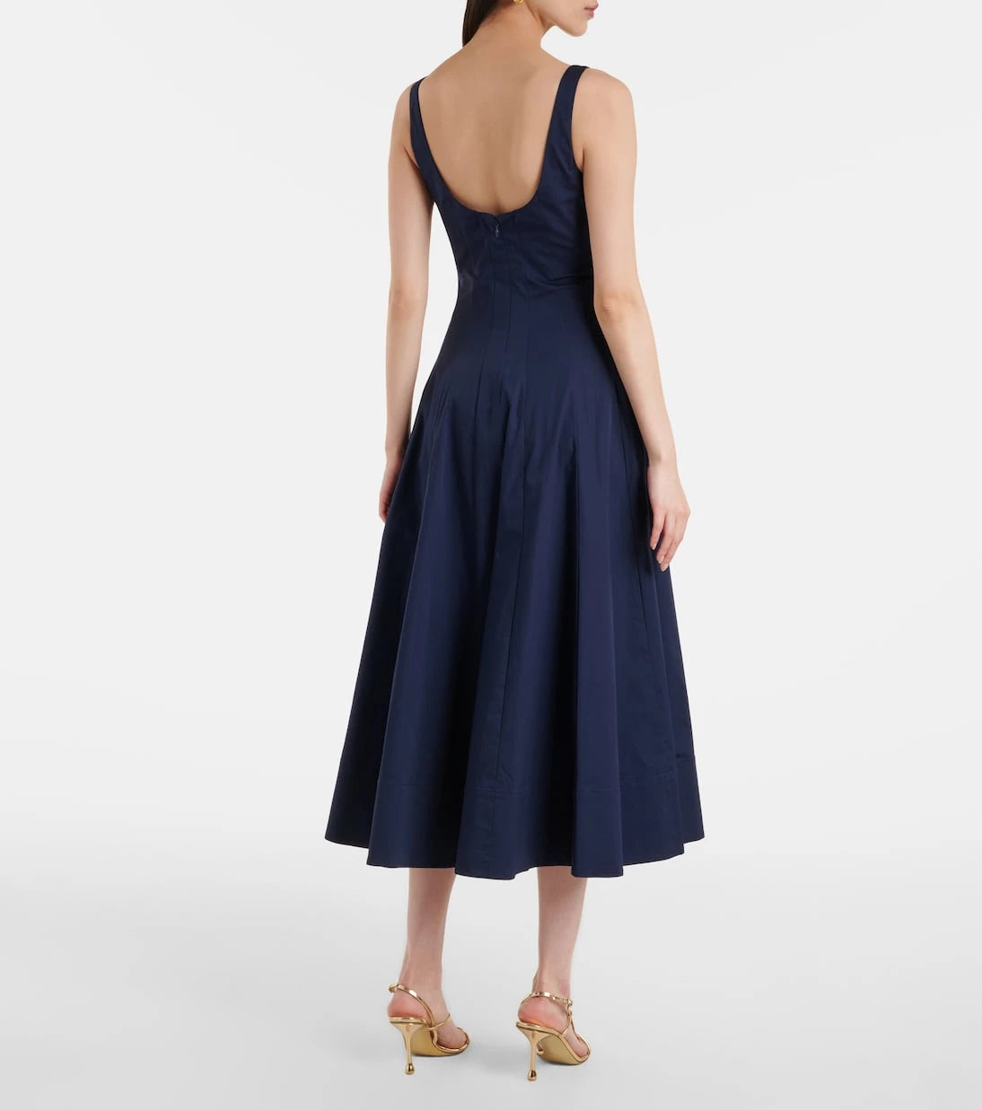 Staud - Wells pleated cotton midi dress