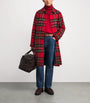 Polo Ralph Lauren Red Wool Tweed Plaid Balmacaan Coat