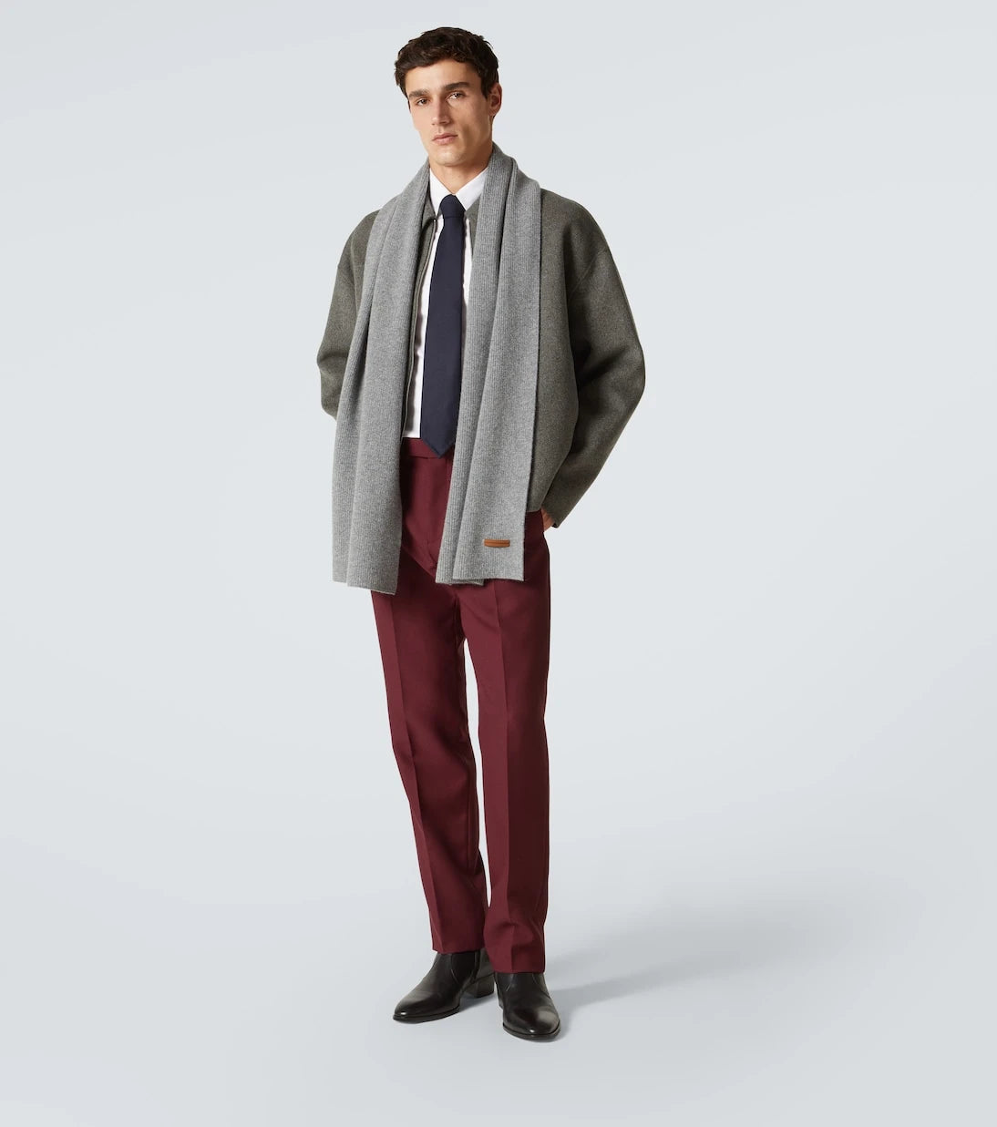 Zegna - وشاح كشمير محبوك مضلع