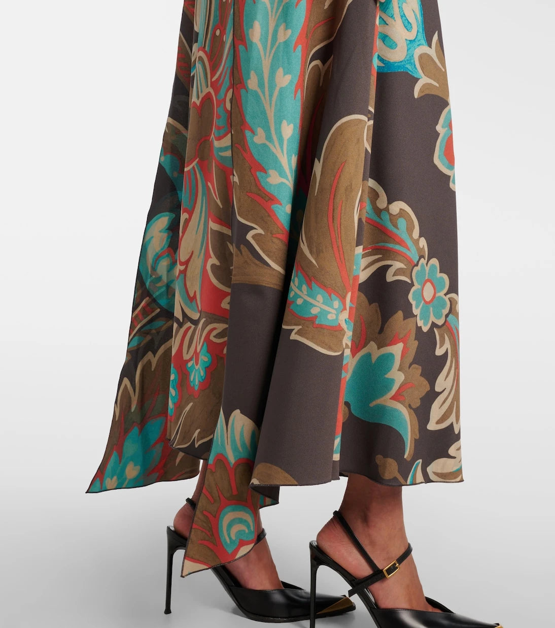 Etro - فستان ماكسي غير متماثل ومطبع