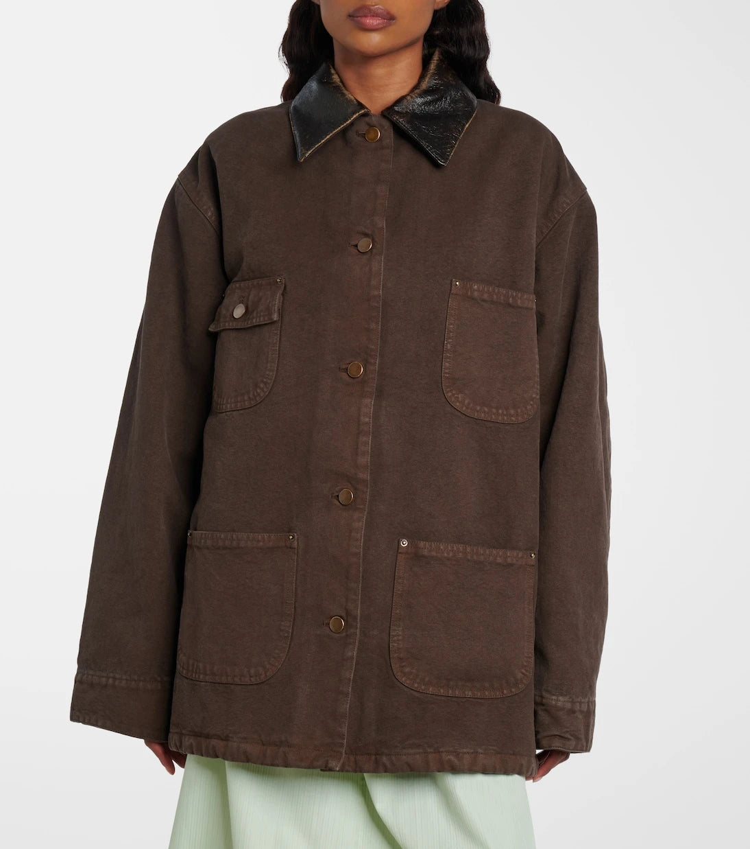 Prada - Leather-trimmed cotton canvas field jacket