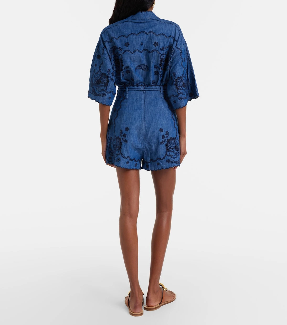 Zimmermann - Aster embroidered denim shorts
