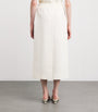 MAX&Co. White Cotton-Blend Jersey and Canvas Midi Skirt