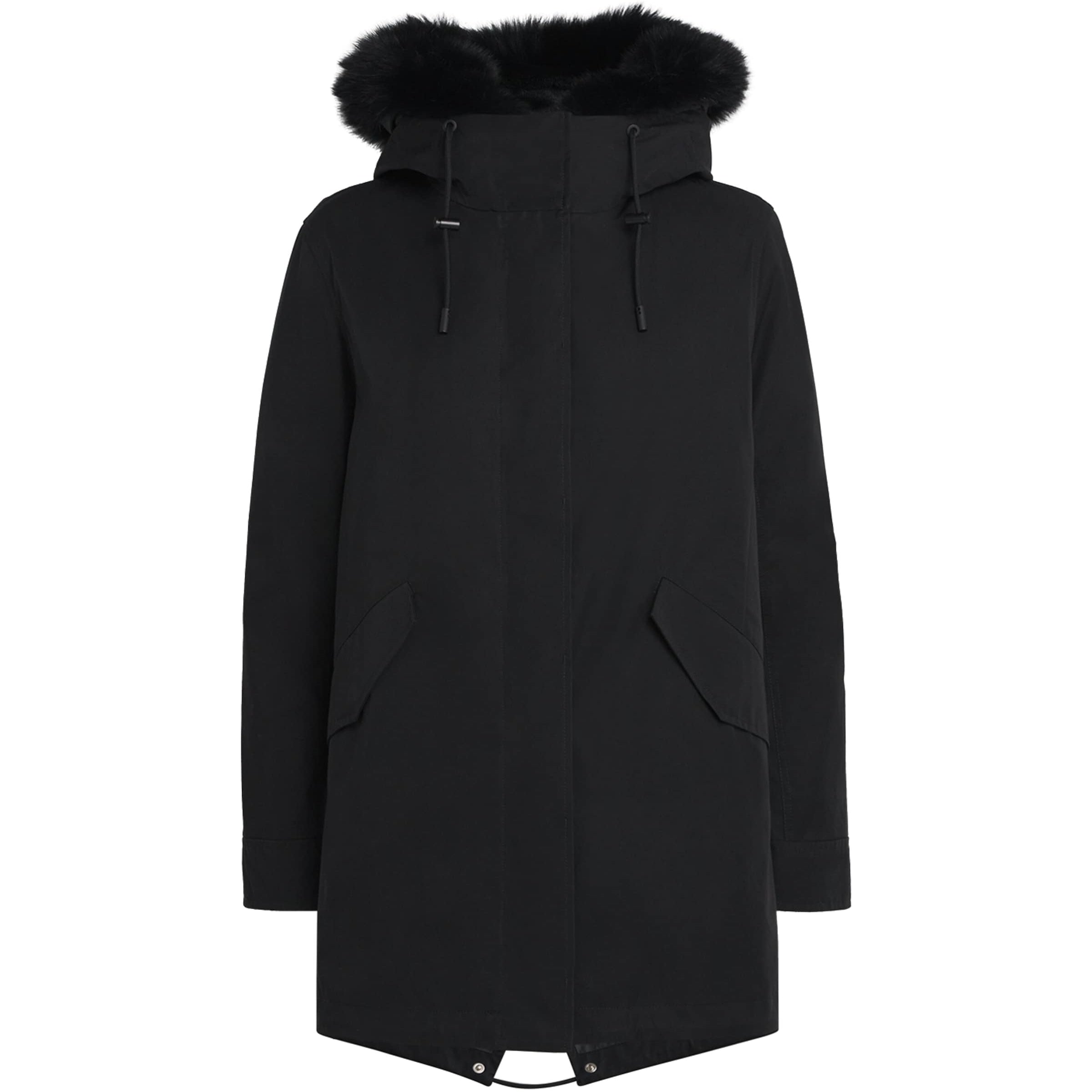 Yves Salomon Black Fox-Rabbit Blended-Cotton Parka (72cm)
